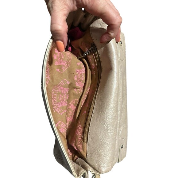 Vintage Juicy Couture Y2K 90s Baguette Mini Leather Shoulder Bag Purse Cream - Picture 7 of 10